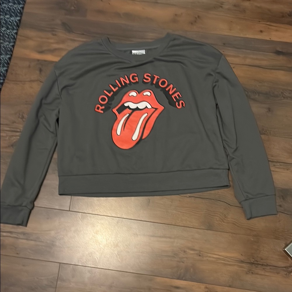 Rolling Stones Gray Sweatshirt crop crew neck